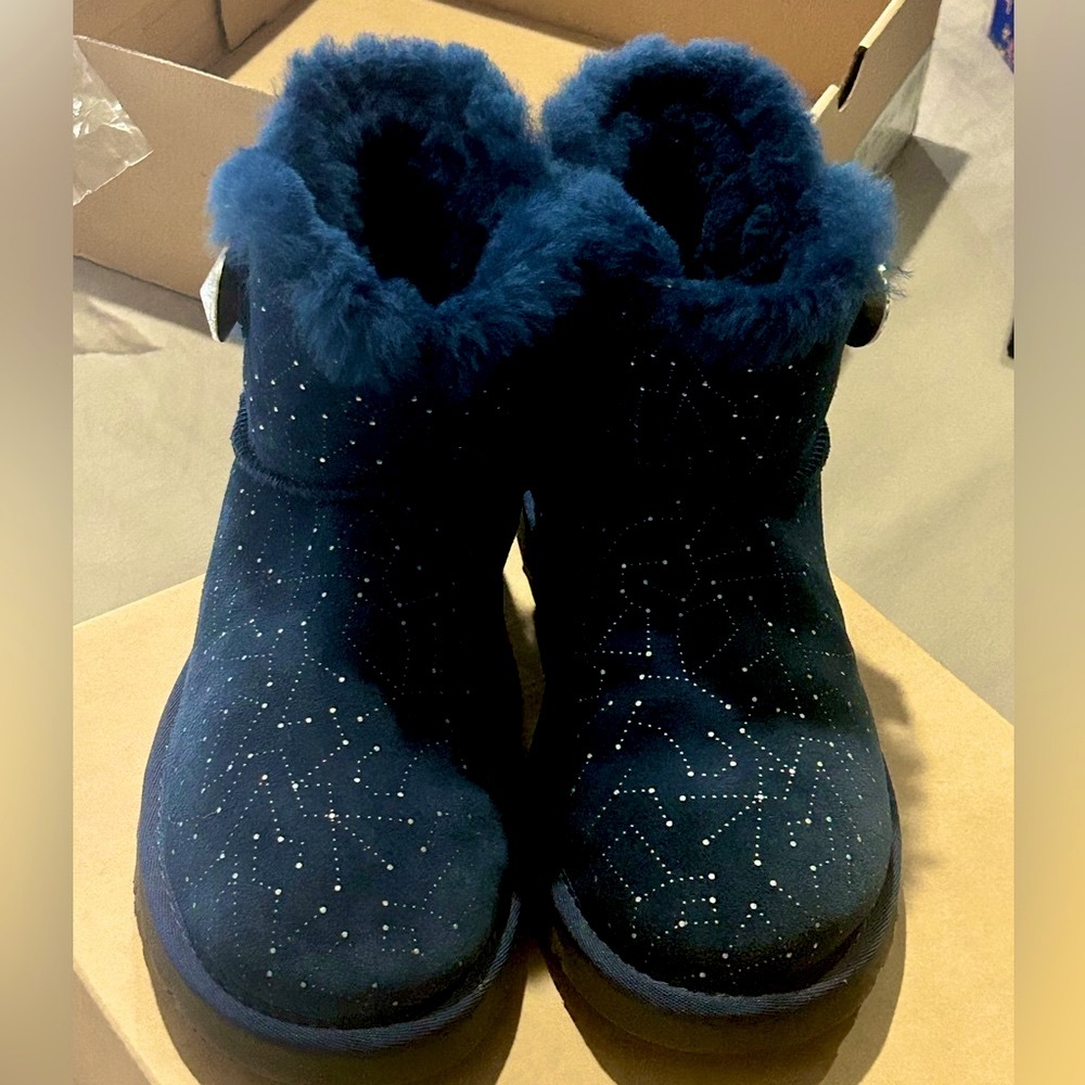 UGG mini Bailey button Swarovski bling navy boots - Picture 10 of 12